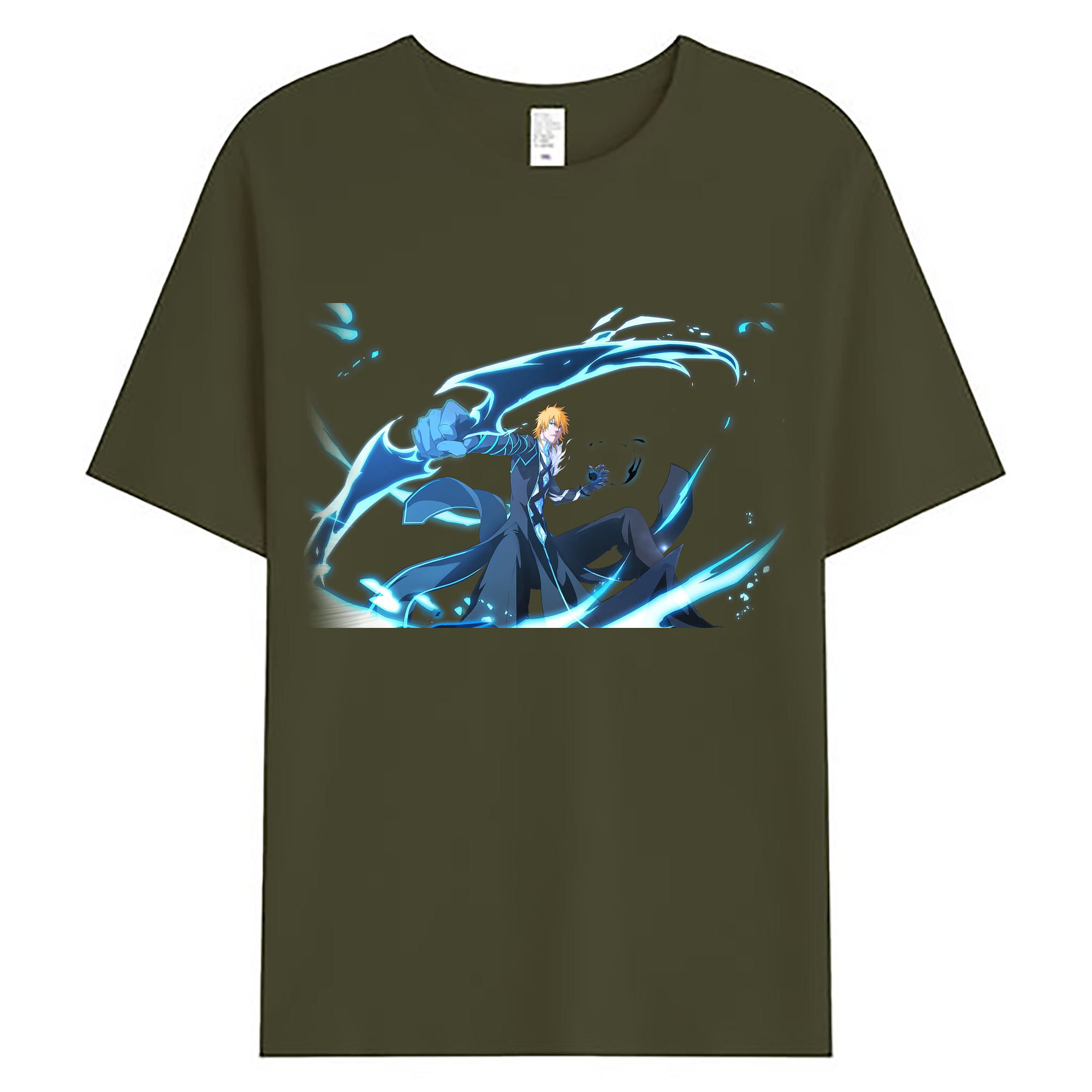 （画像用） ブリーチ 黒崎一護（くろさき いちご）BLEACH Kurosaki Ichigo 綿100％ メンズ半袖Tシャツ｜肌触りやわらか＆通気性